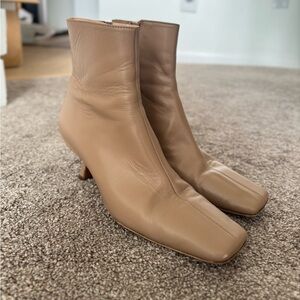 BY FAR Tan Leather Heeled Boots